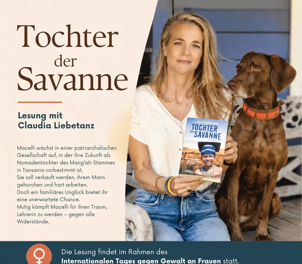 Plakat: Tochter der Savanne – Lesung mit Claudia Liebetanz